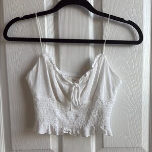 BE COOL White Smocked Tie Front Camisole